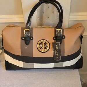 Deluxity Tan and Black Women's Large Satchel